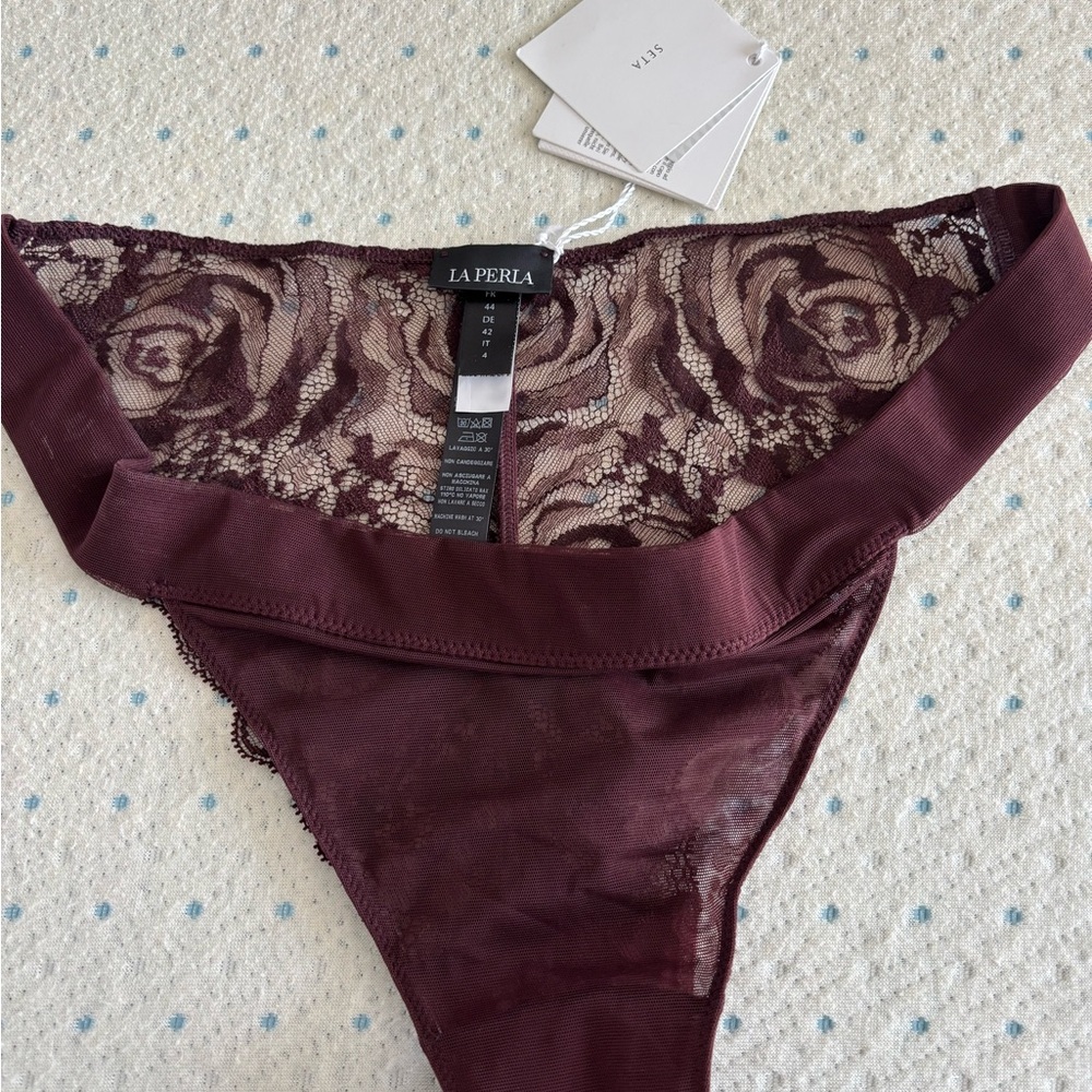 La Perla Brown Lace Panty Size Large